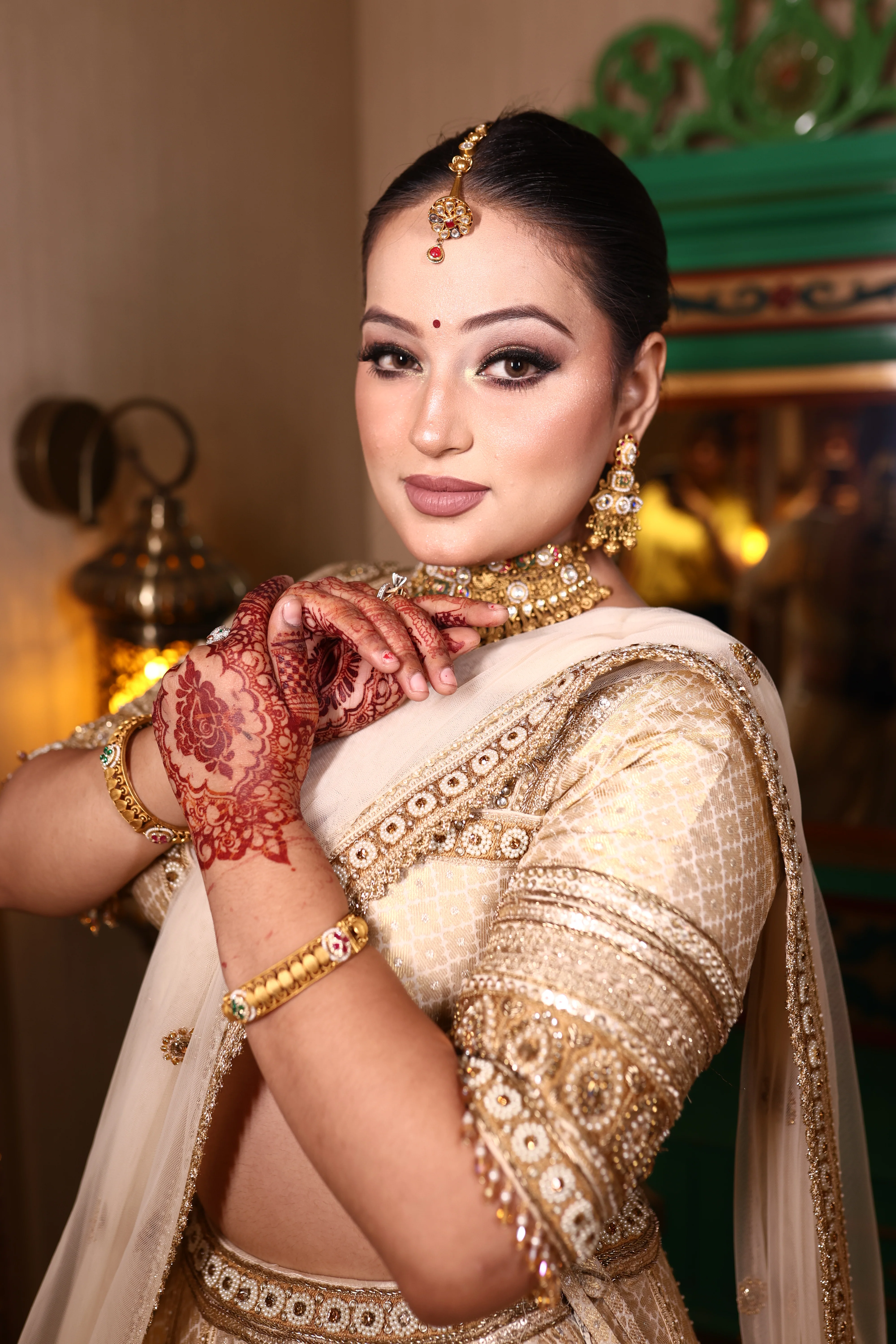 Regal Ivory & Gold Bridal Lehenga (S1S25 B-55) - Image 3