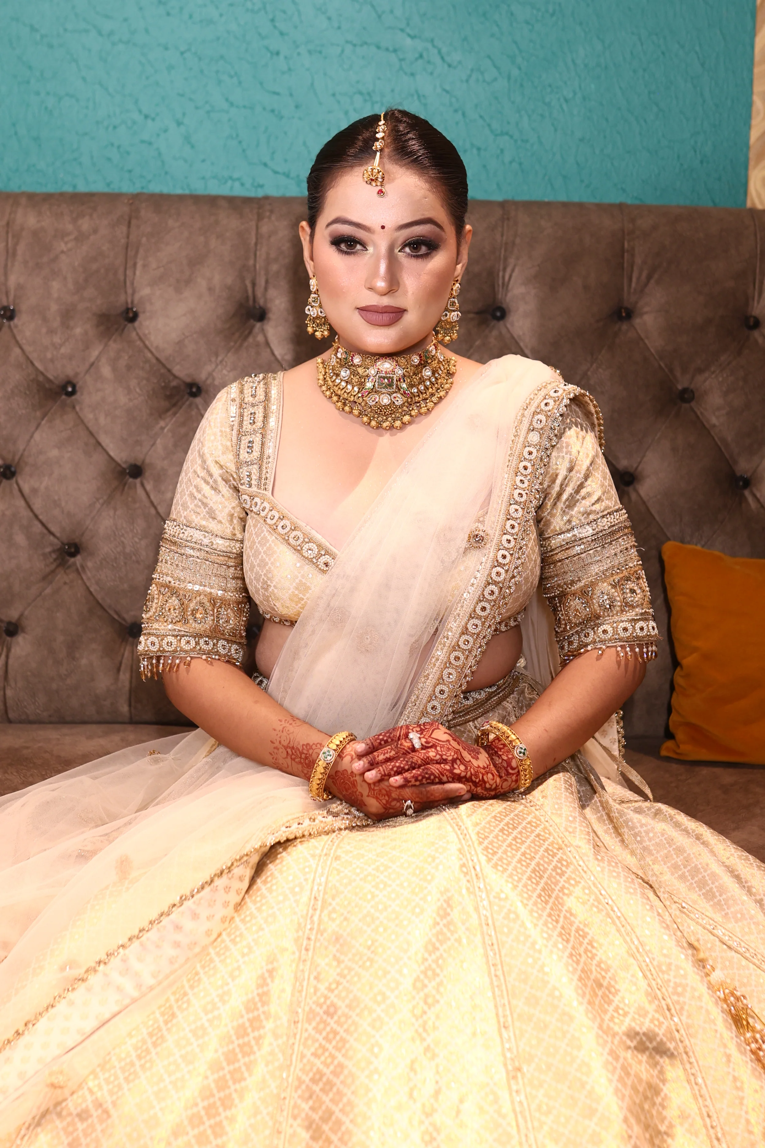 Regal Ivory & Gold Bridal Lehenga (S1S25 B-55) - Image 5