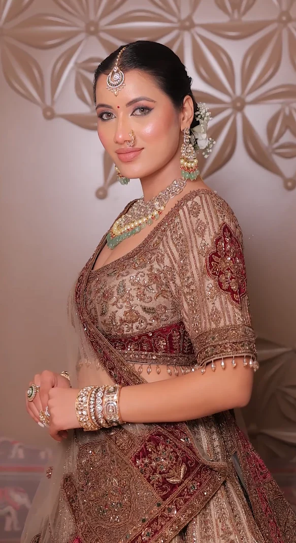 Antique Gold Deep Maroon Heritage Bridal Lehenga (DC-252547 D-56) - Image 7