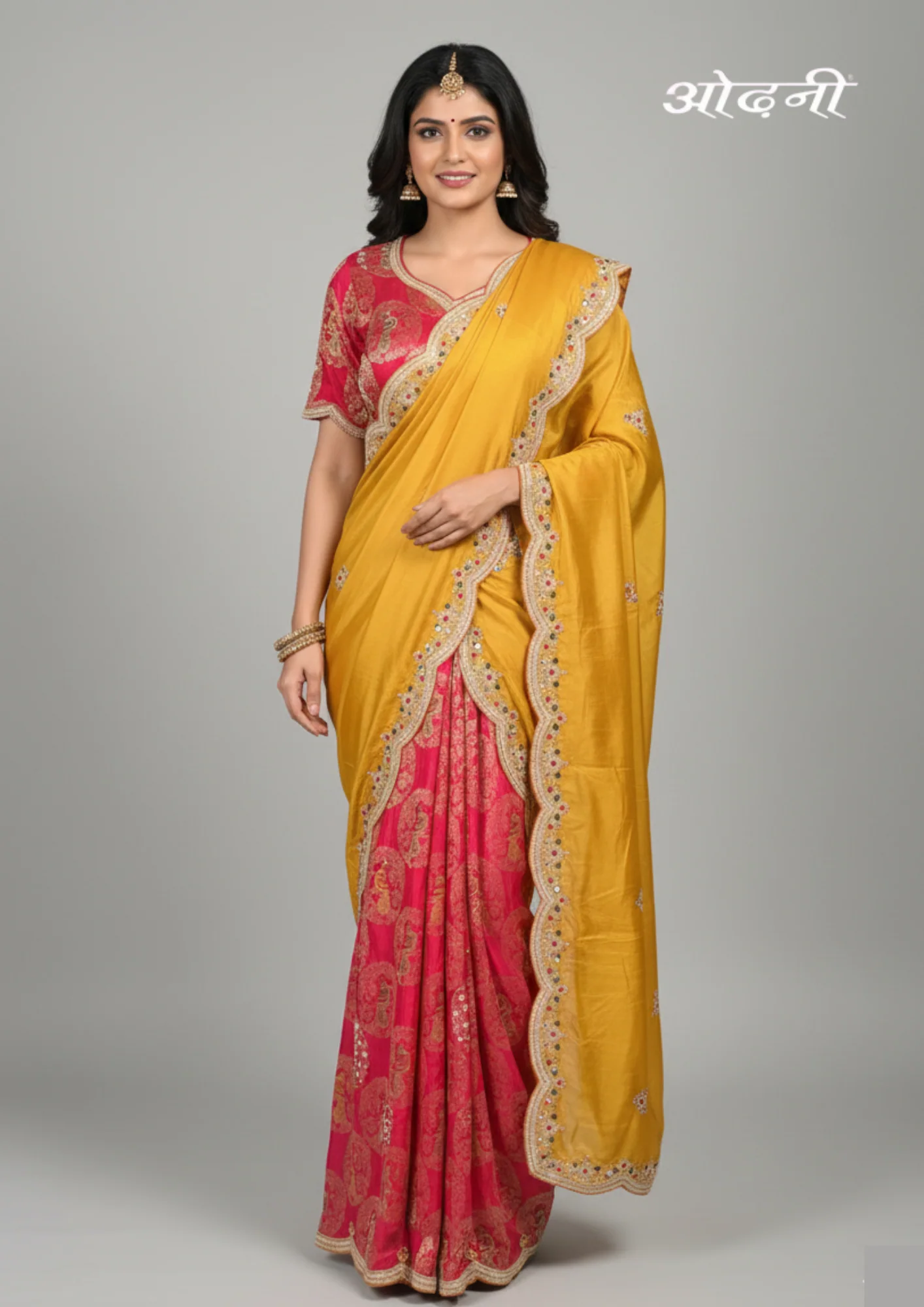 Half-and-Half Saree (7336 B-98) - Image 4