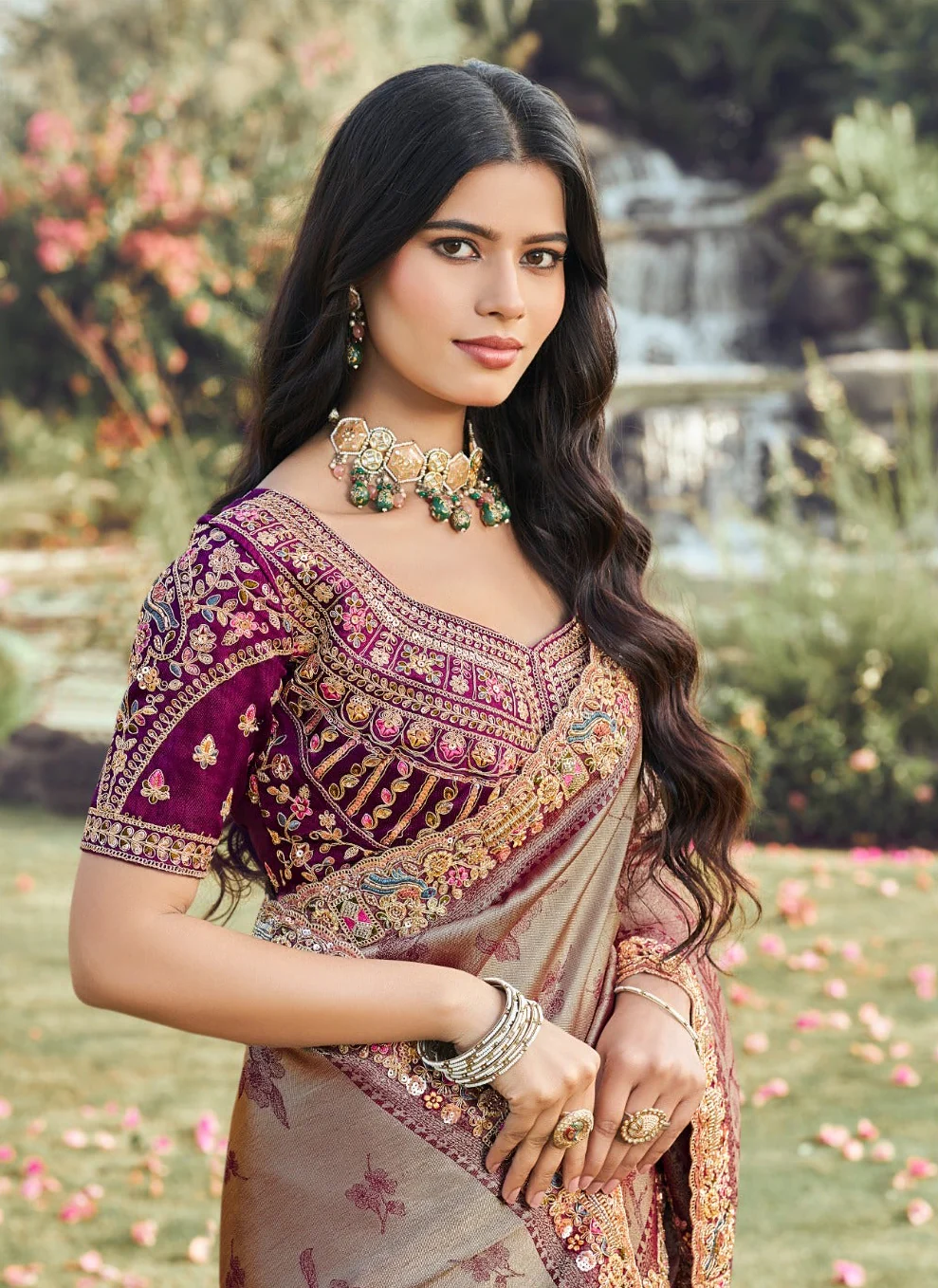Mauve Heritage Saree - Image 3