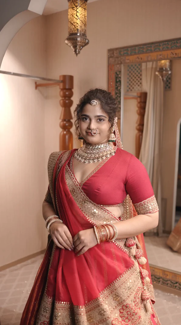 Heirloom Crimson Sabyasachi-Style Bridal Lehenga (NAYANA KALI B-55) - Image 4