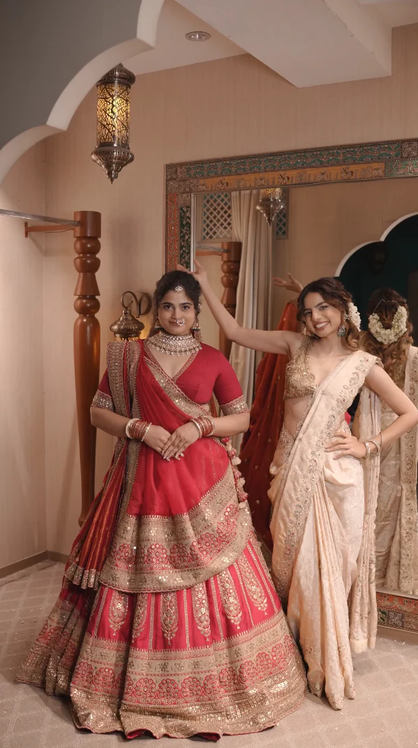 Heirloom Crimson Sabyasachi-Style Bridal Lehenga (NAYANA KALI B-55) - Image 5