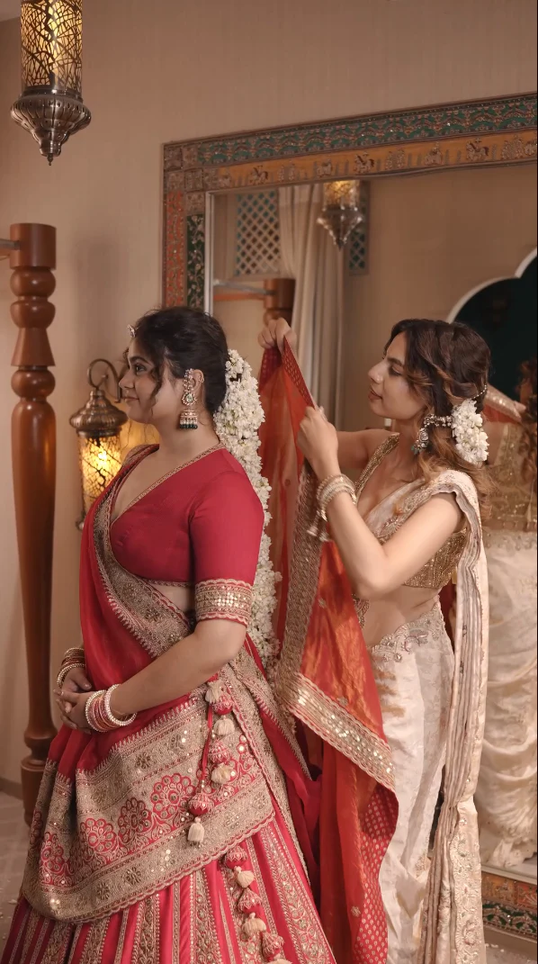 Heirloom Crimson Sabyasachi-Style Bridal Lehenga (NAYANA KALI B-55) - Image 6