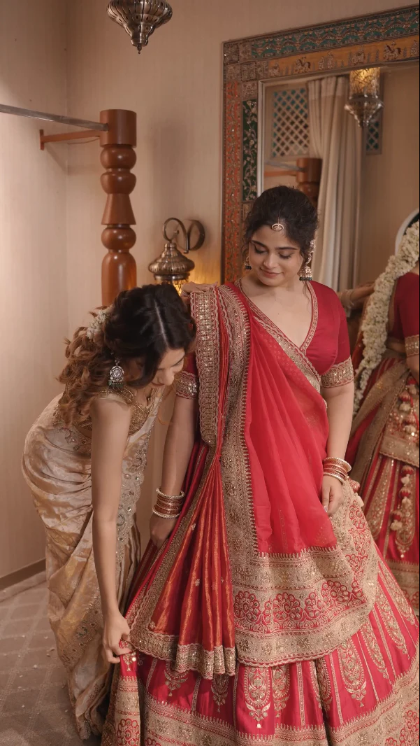 Heirloom Crimson Sabyasachi-Style Bridal Lehenga (NAYANA KALI B-55) - Image 7