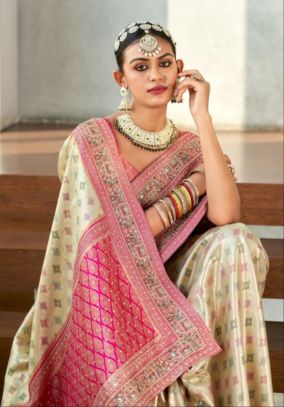 Ivory Rose Heritage Banarasi Saree - Image 3