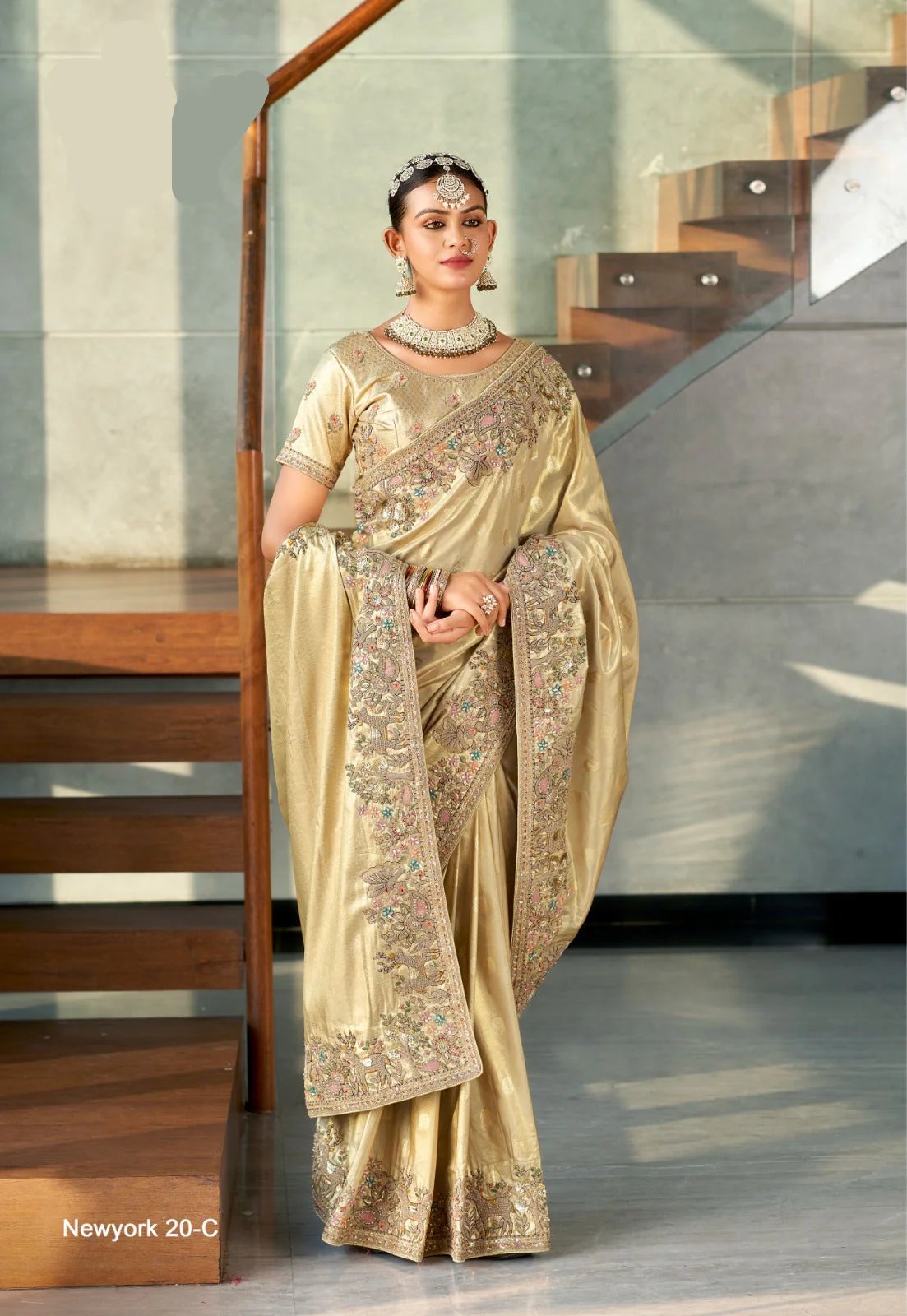 Imperial Tangerine Heritage Silk saree - Image 5