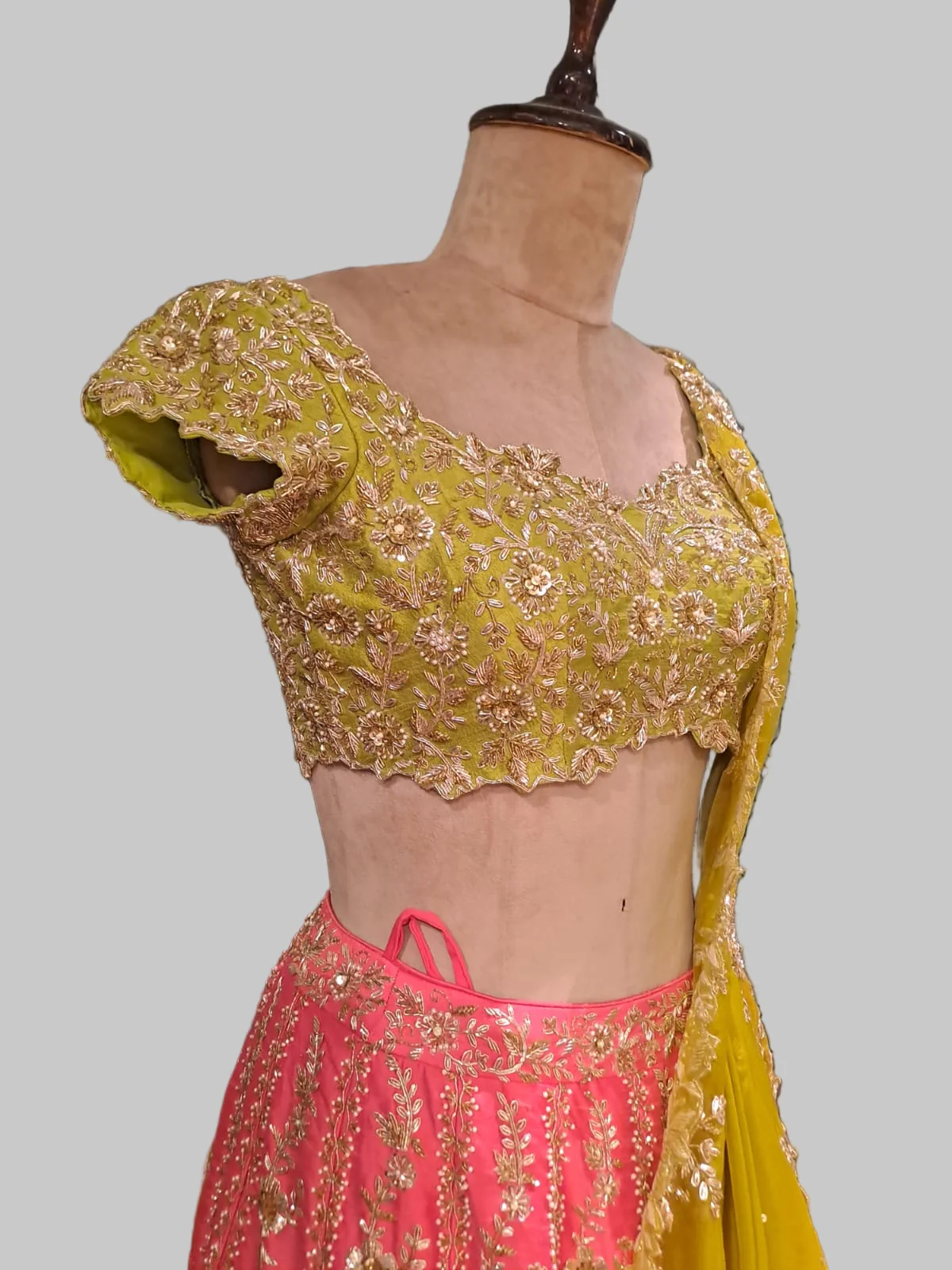 Pink and Lime Green Luxury Lehenga (PN-7842 M-58) - Image 3