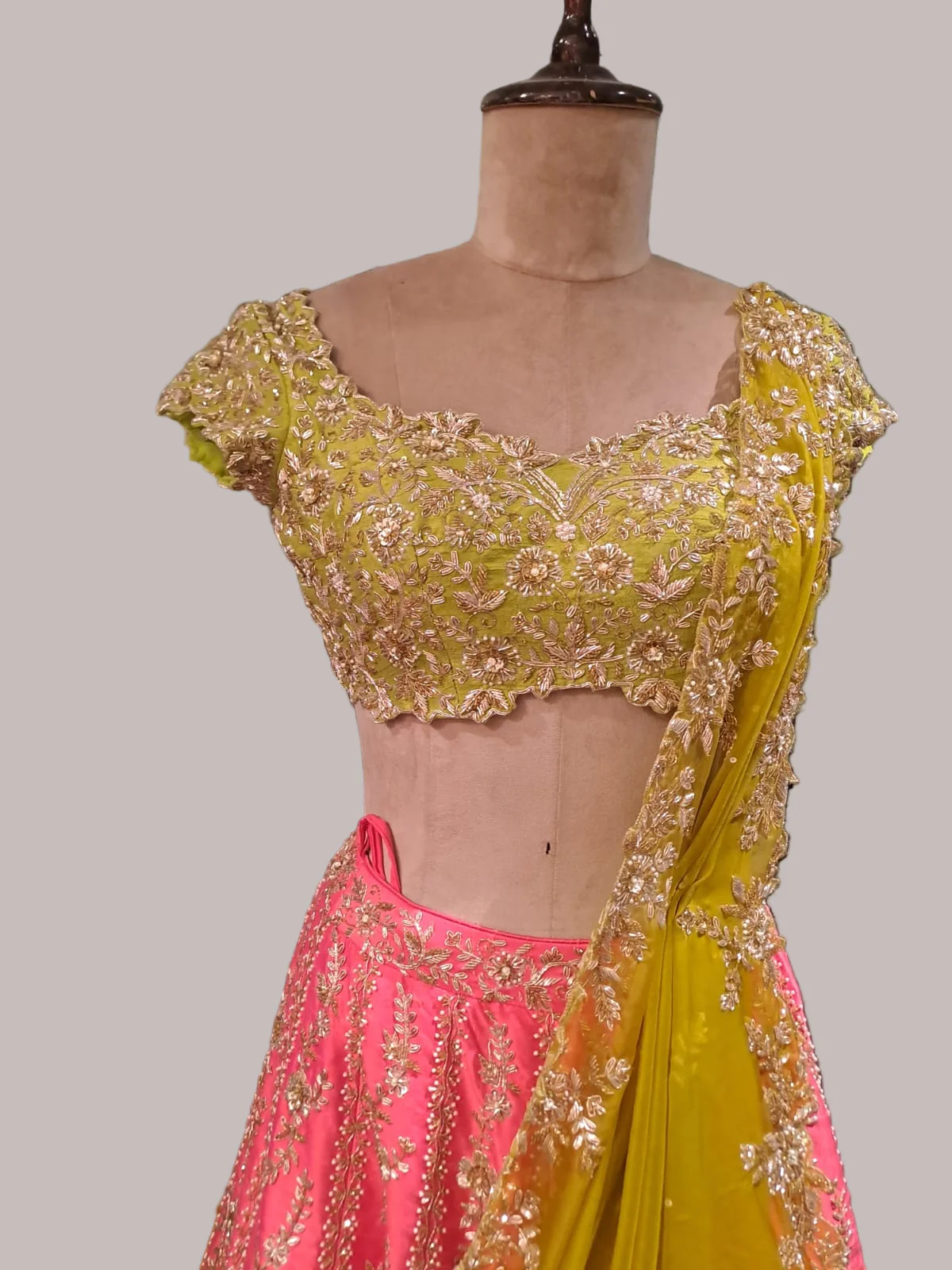 Pink and Lime Green Luxury Lehenga (PN-7842 M-58) - Image 4
