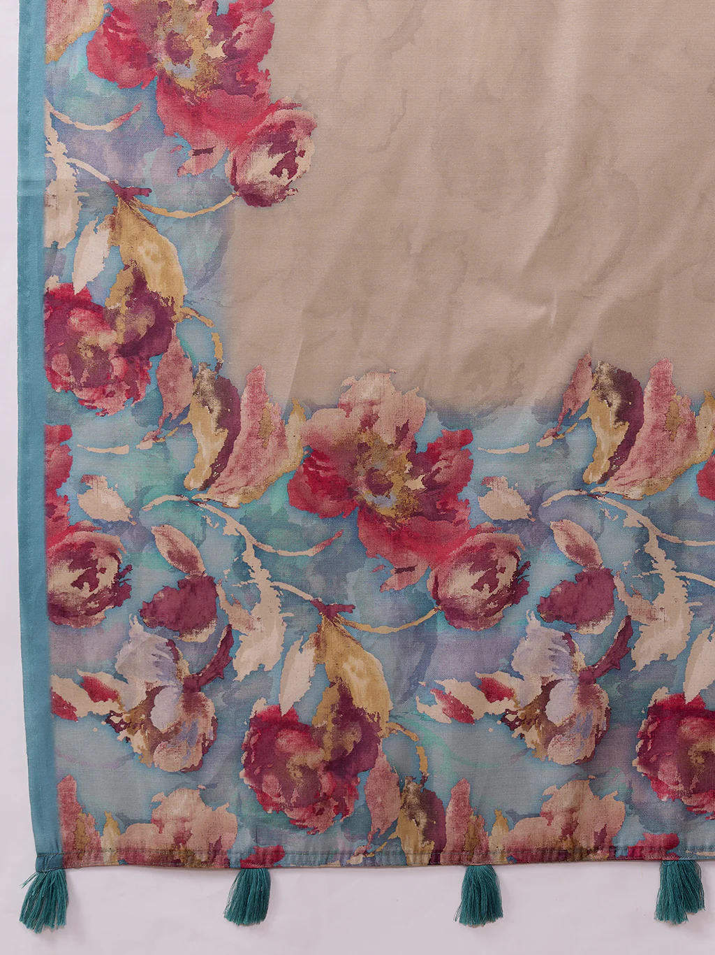 Printed Satin Tussar Saree - Image 7