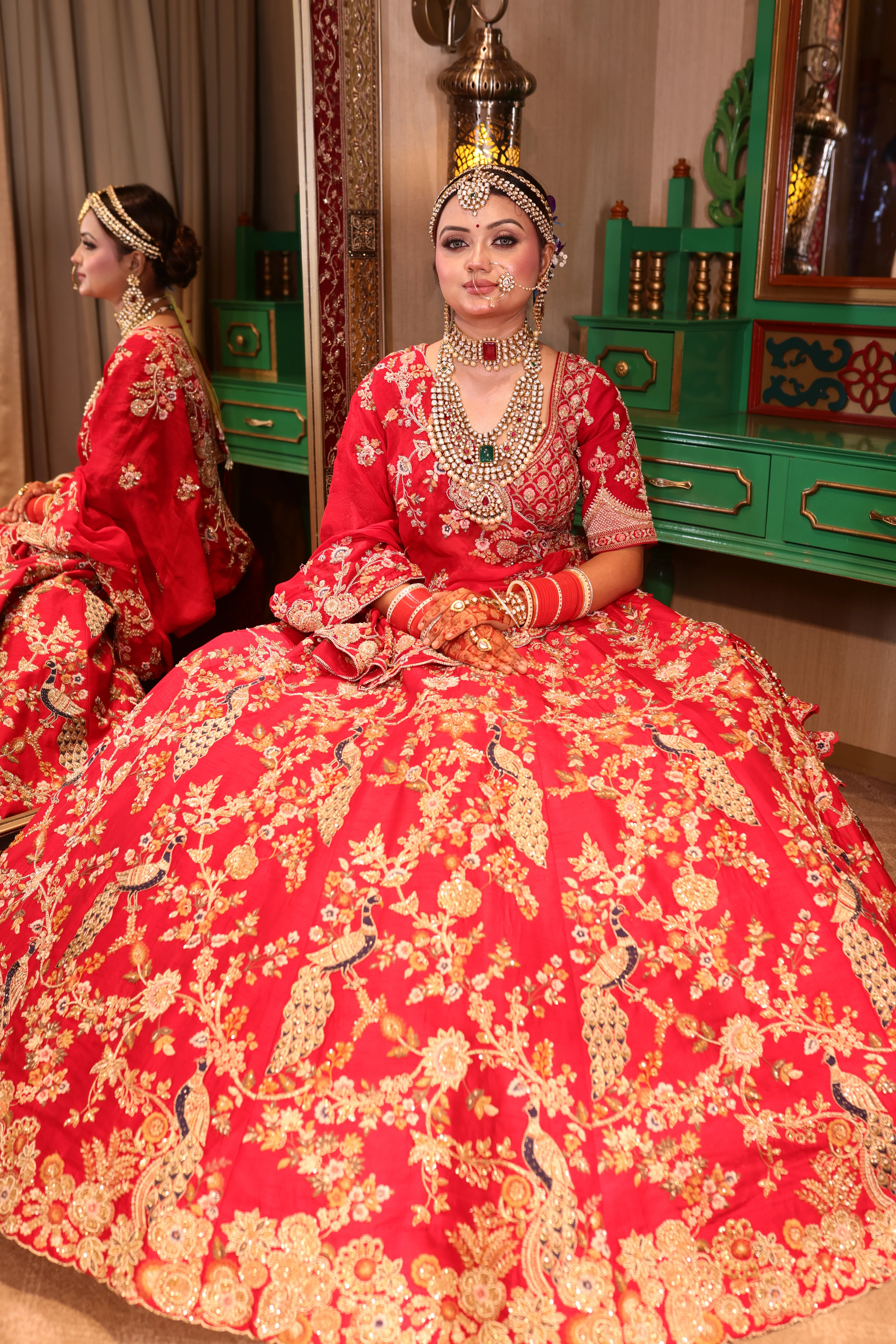 Scarlet Peacock Red Bridal Lehenga(SAR996 B-122) - Image 3