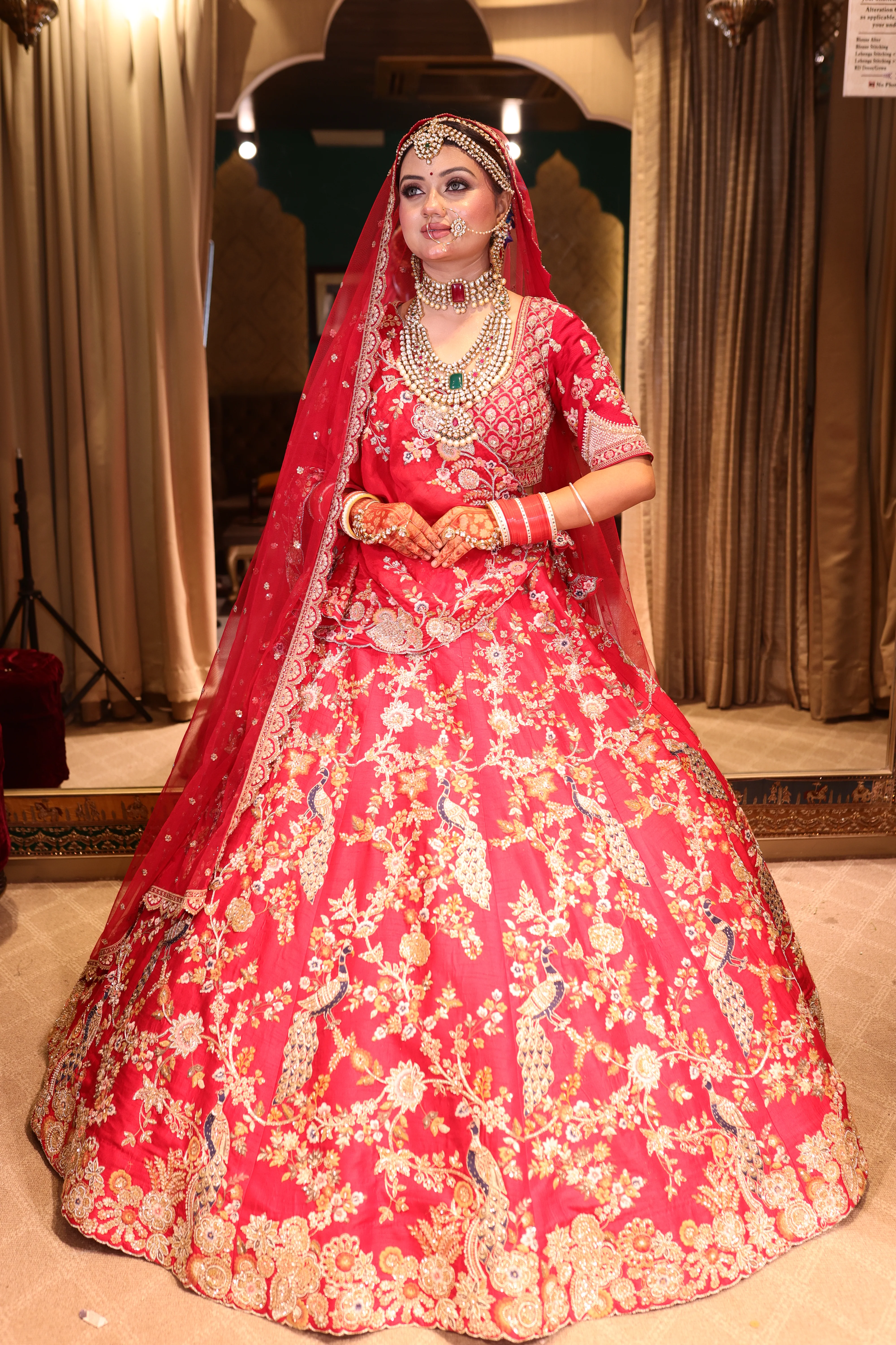 Scarlet Peacock Red Bridal Lehenga(SAR996 B-122) - Image 4