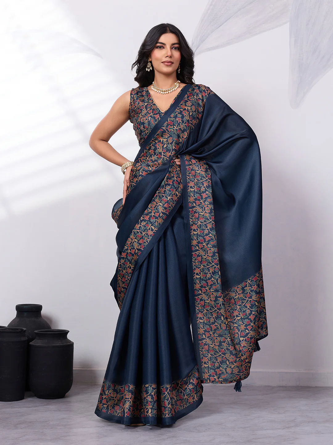 Satin Tussar Digital Printed Saree - Image 4