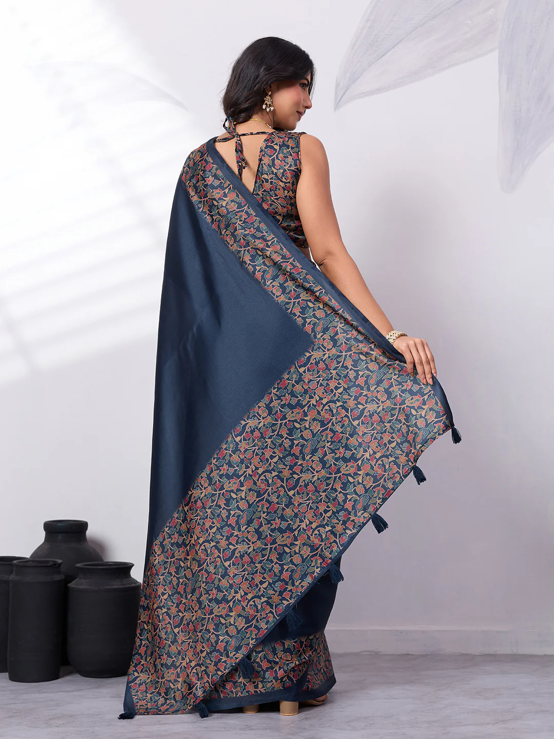 Satin Tussar Digital Printed Saree - Image 5