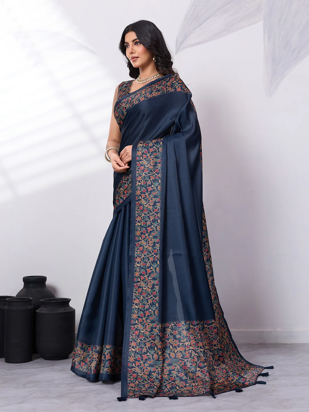 Satin Tussar Digital Printed Saree - Image 6