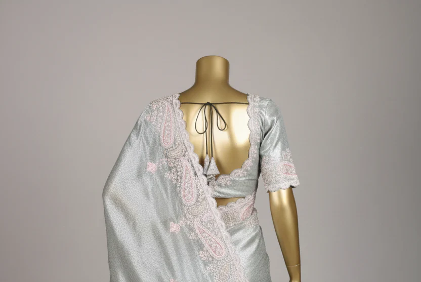 The Shimmering Sterling Saree ( SH-7979 GS-180) - Image 3