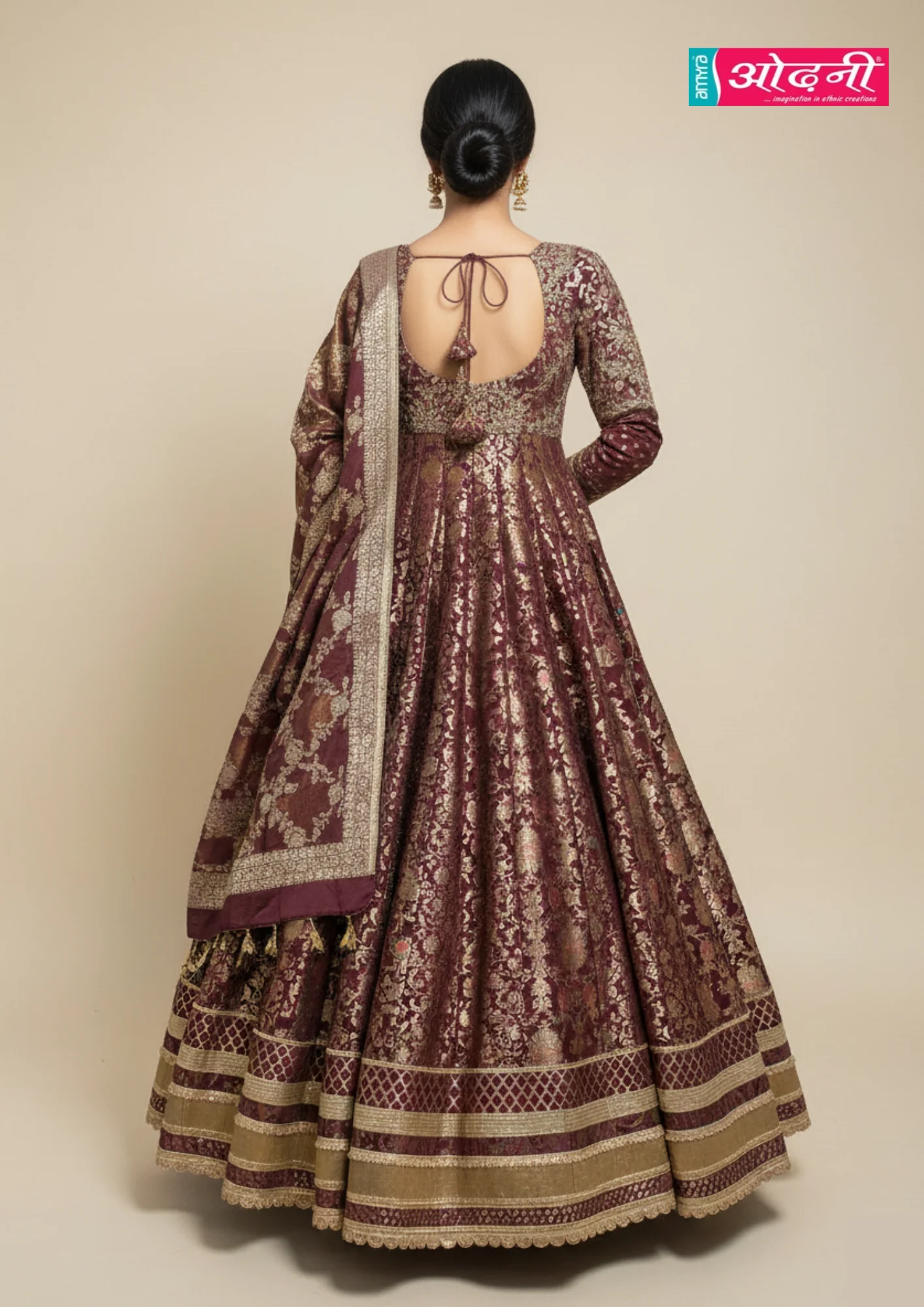 Regal Wine Anarkali Gown (1412 D-40) - Image 3